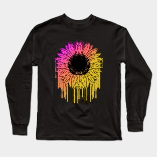 Raimbow Sunflowers flowers pink cool Long Sleeve T-Shirt